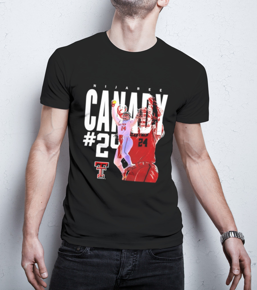 NiJaree Canady 24 Texas Tech Softball Player Pose With Team T-Shirt
