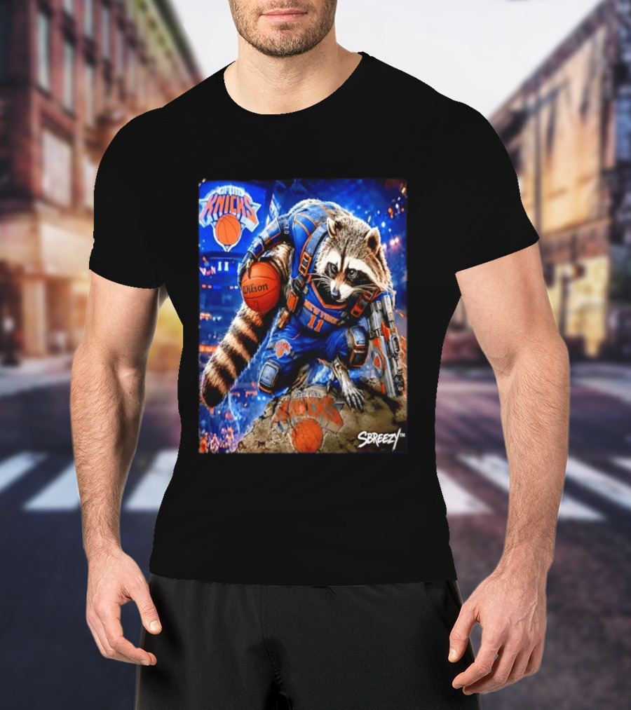Rocket Raccoon New York Knicks NBA Basketball 11 S Breezy Wilson T-Shirt