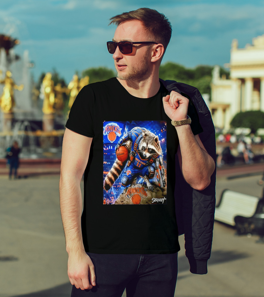 Rocket Raccoon New York Knicks NBA Basketball 11 S Breezy Wilson T-Shirt