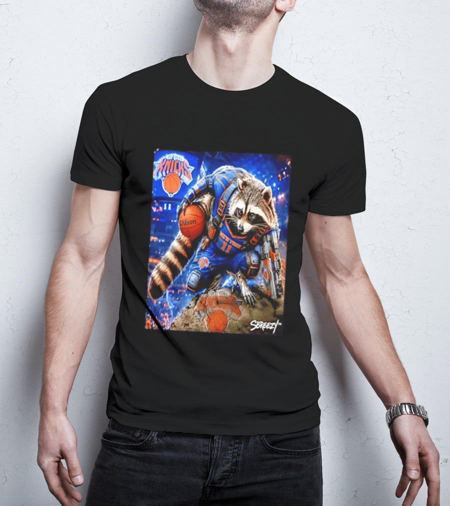 Rocket Raccoon New York Knicks NBA Basketball 11 S Breezy Wilson T-Shirt