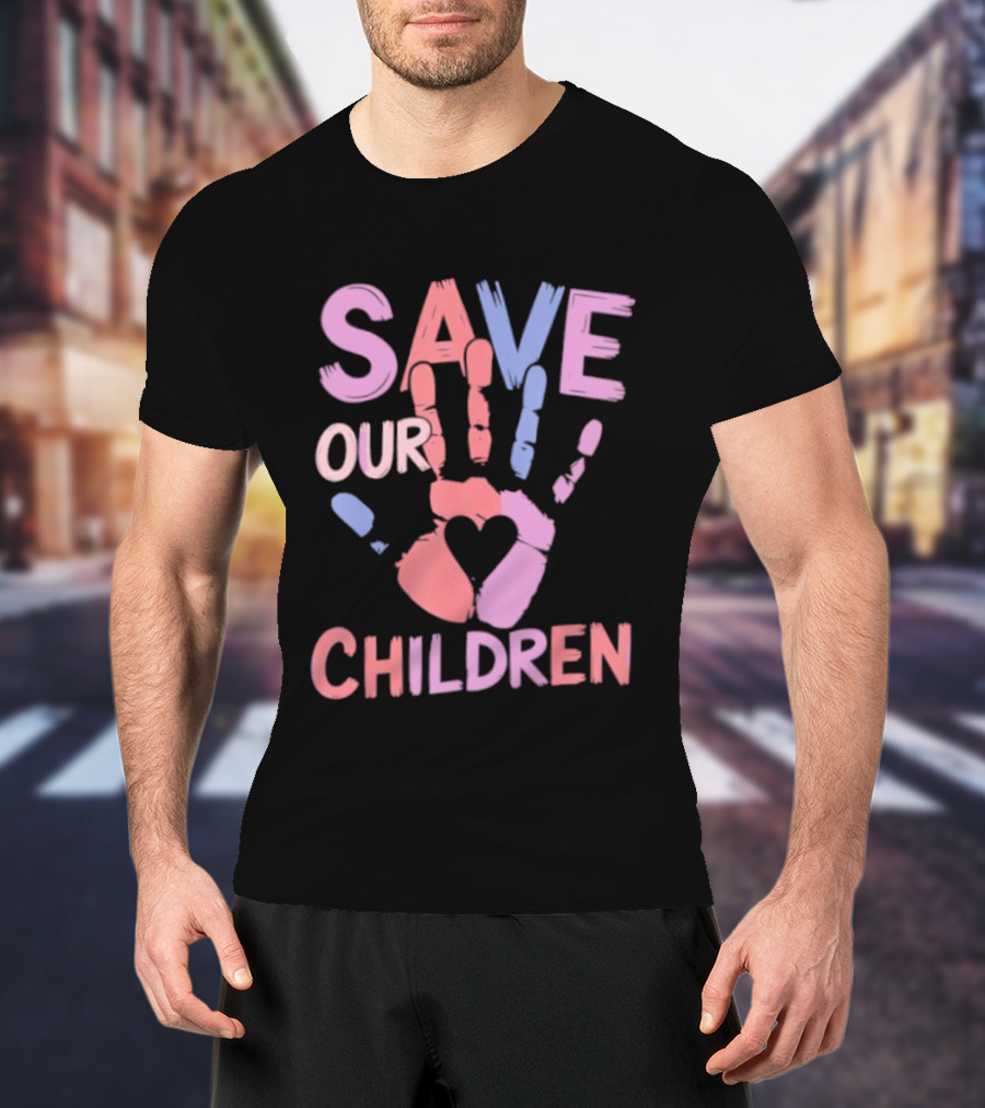 Save Our Children End Human Trafficking Awareness Handprint Heart T-Shirt
