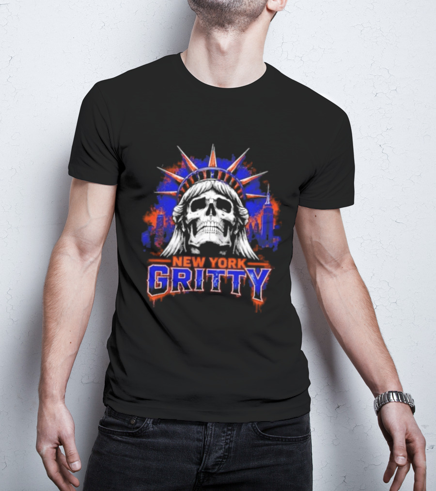 New York Gritty Skull Liberty Knicks T-Shirt