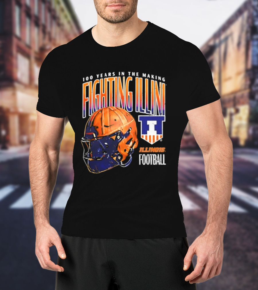Fighting Illini 100 Years In The Making 2023 Illinois Football Helmet T-Shirt