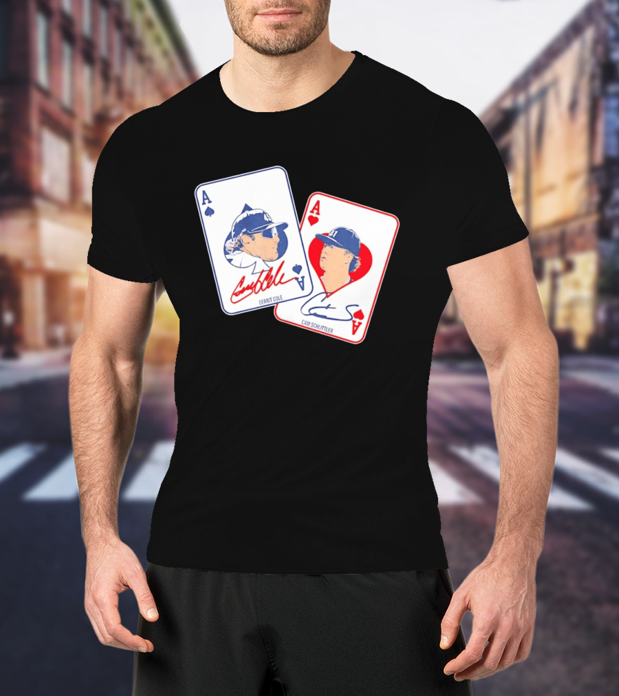 Gerrit Cole Cam Schlittler Ace Of Spades And Hearts Baseball Player Cards Men's T-Shirt