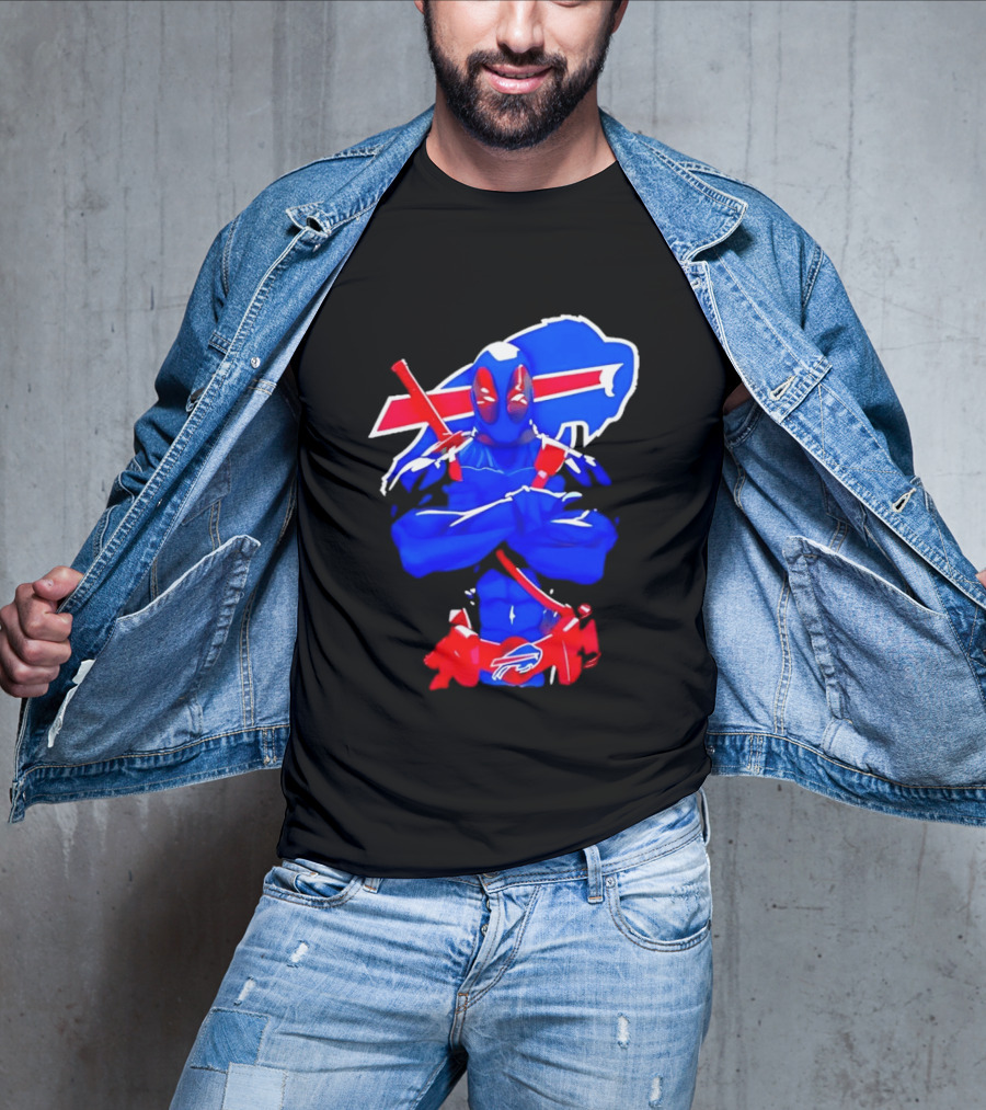Deadpool Meditation Buffalo Bills Super Hero Football Fan T-Shirt