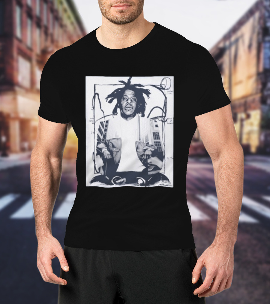 JAY Z Urban Style Portrait With Dreadlocks And Cityscape T-Shirt