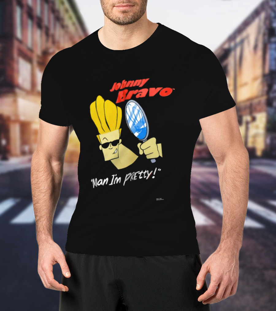 Johnny Bravo Man I'm Pretty Magnifying Mirror T-Shirt