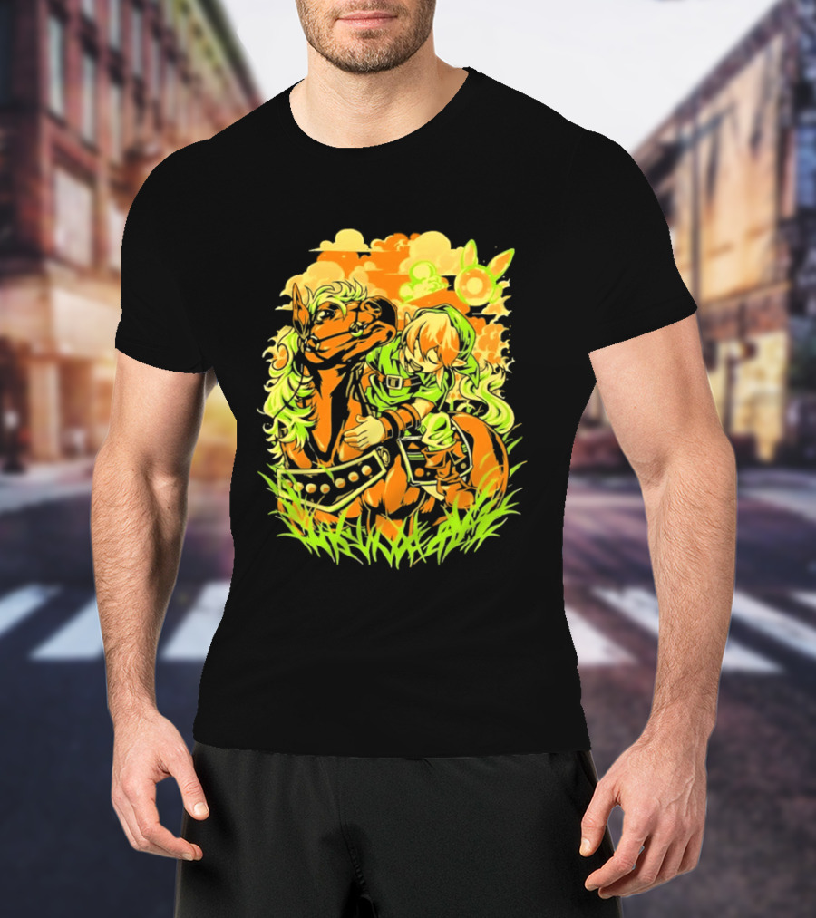 Legend Of Zelda Link And Epona Journey Through Hyrule Fields Adventure T-Shirt