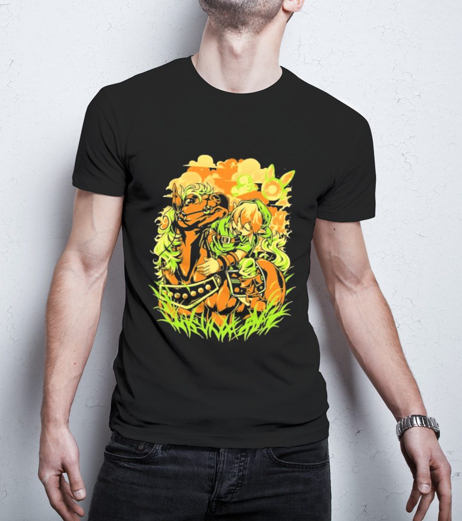 Legend Of Zelda Link And Epona Journey Through Hyrule Fields Adventure T-Shirt
