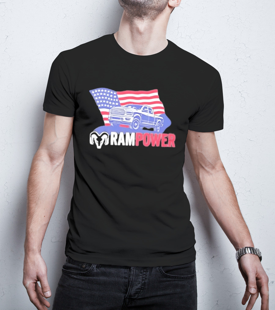 Ram Power American Flag Truck Patriot T-Shirt