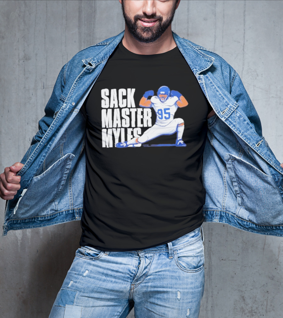 Myles 95 Sack Master Football Pose T-Shirt