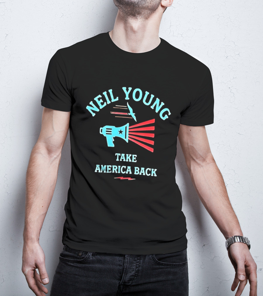 Neil Young Take America Back Megaphone And Bird T-Shirt