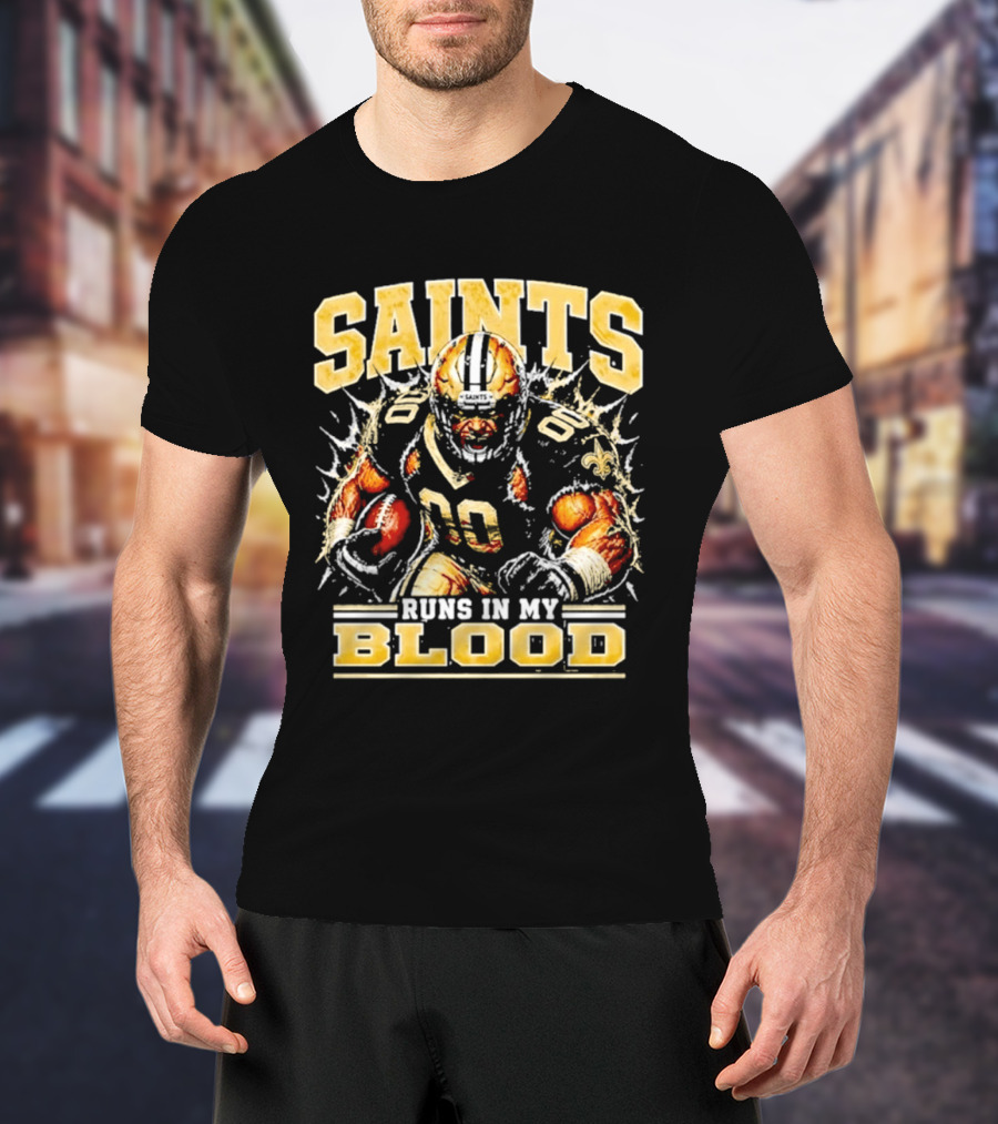 New Orleans Saints Football Runs In My Blood Team Player T-Shirt