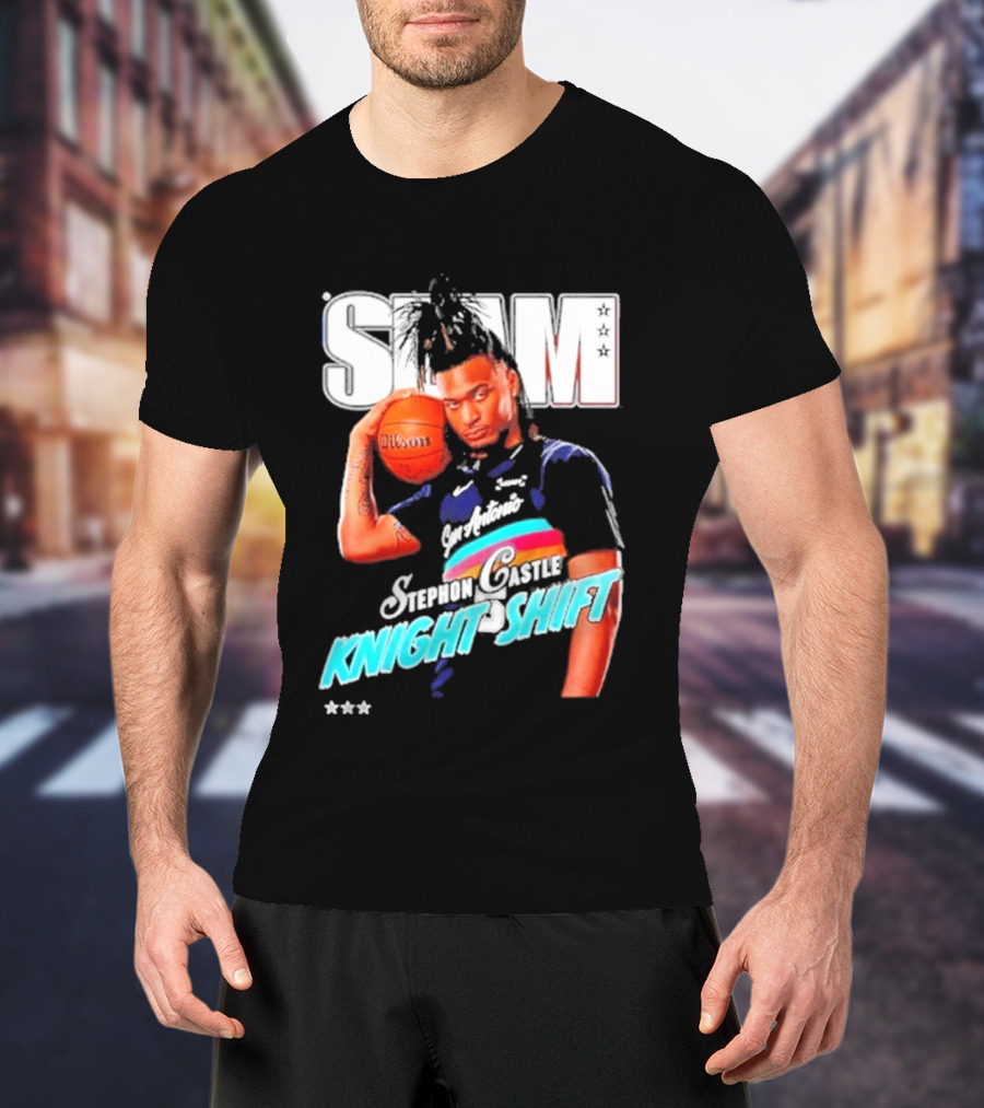 San Antonio Spurs Stephon Castle Slam Knight Shift T-Shirt