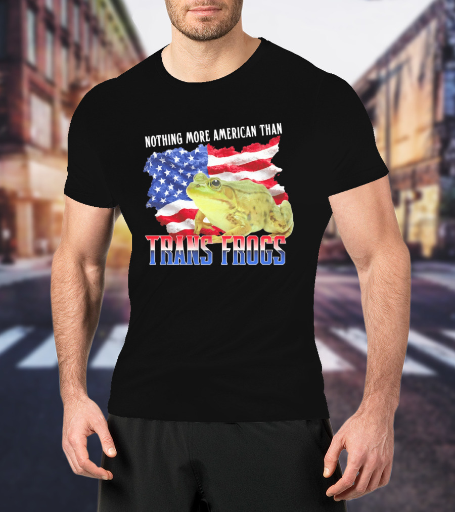 Nothing More American Than Trans Frogs Pride USA Flag Frog T-Shirt