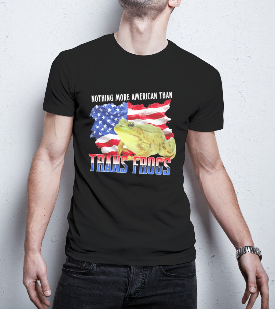Nothing More American Than Trans Frogs Pride USA Flag Frog T-Shirt