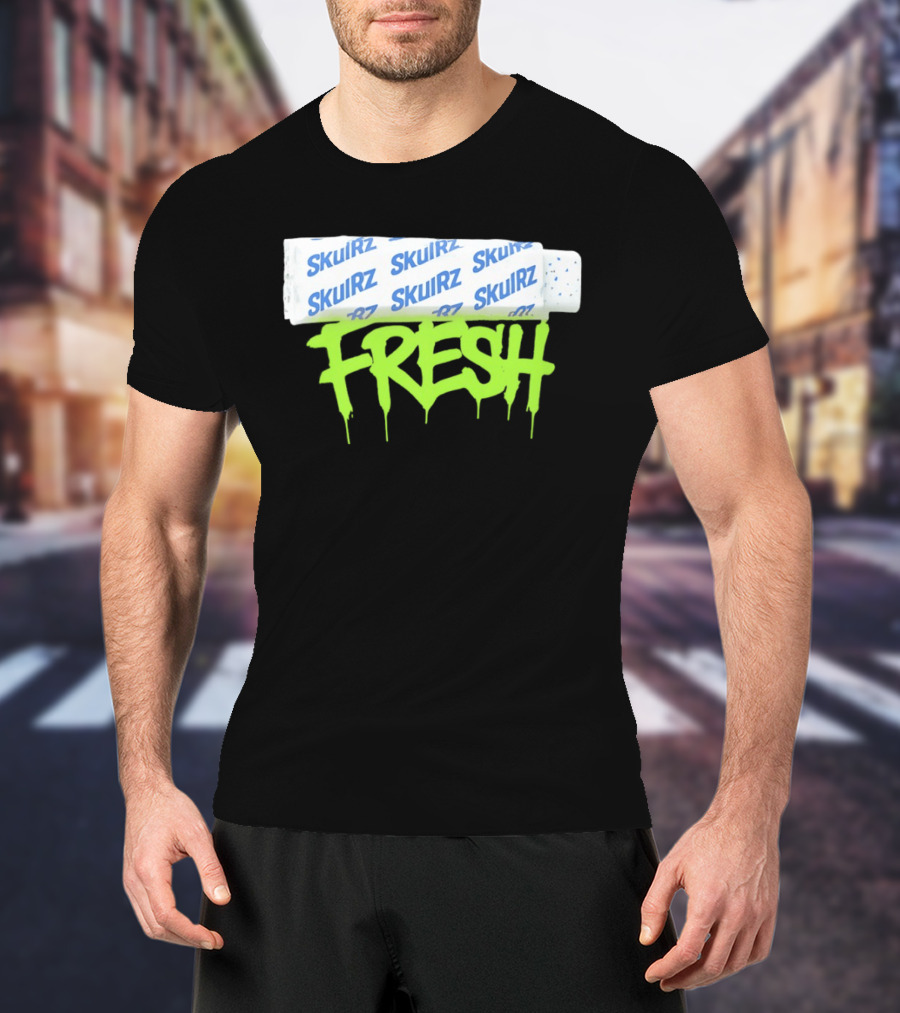 Skulrz Fresh Gum Stylized Wrapper And Green Dripping T-Shirt