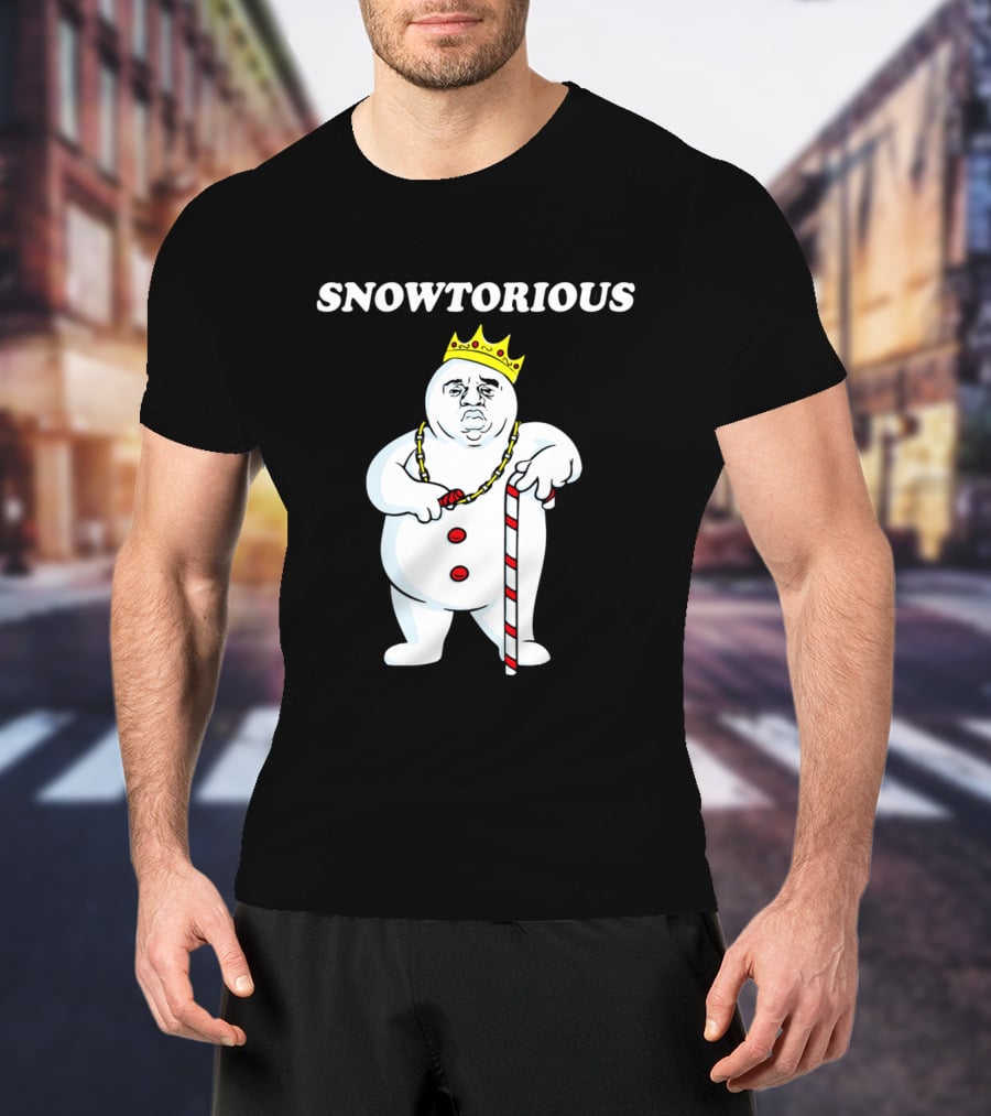 SNOWTORIOUS Funny Christmas King Snowman With Crown And Candy Cane T-Shirt