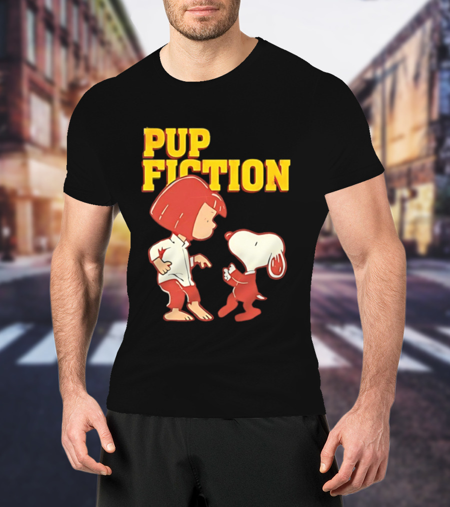 Pup Fiction Peanuts Characters Scene T-Shirt