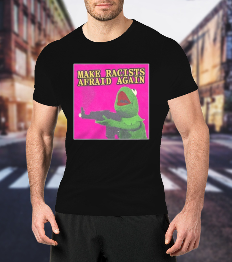 Make Racists Afraid Again Kermit Pepe Parody Pink T-Shirt