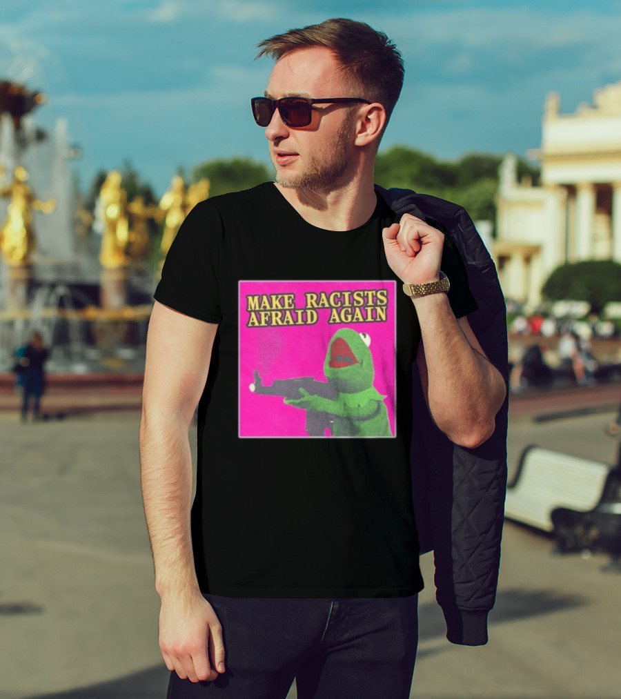 Make Racists Afraid Again Kermit Pepe Parody Pink T-Shirt
