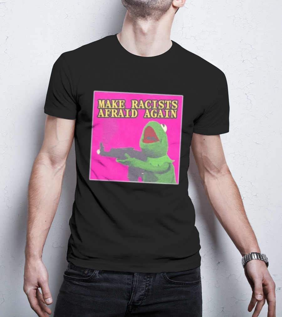 Make Racists Afraid Again Kermit Pepe Parody Pink T-Shirt