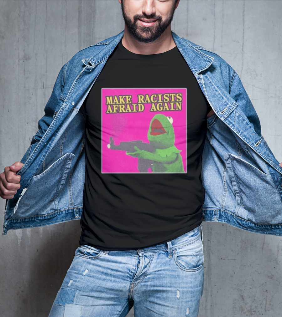 Make Racists Afraid Again Kermit Pepe Parody Pink T-Shirt