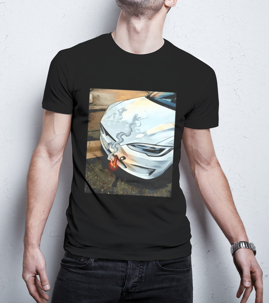 Tesla Car Smoking Light It Up T-Shirt