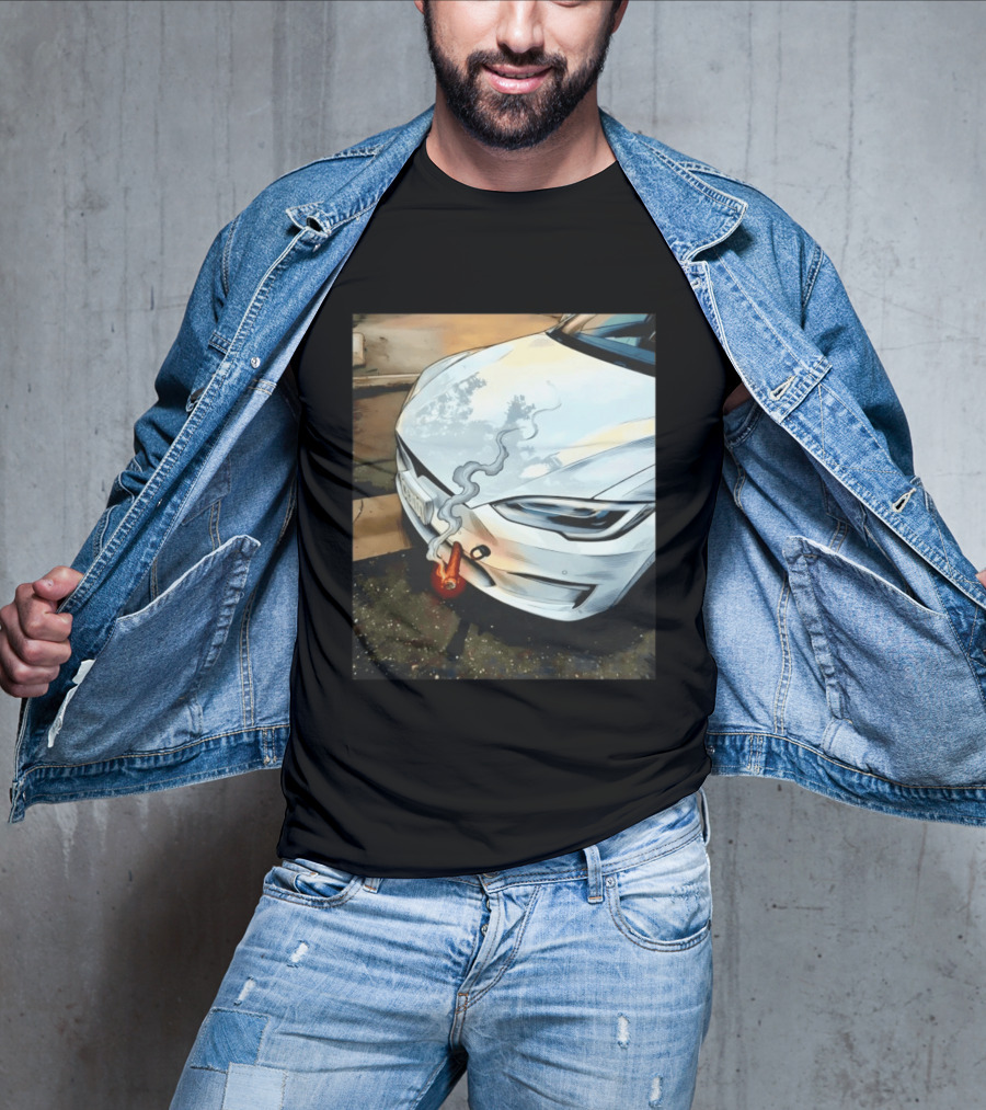 Tesla Car Smoking Light It Up T-Shirt