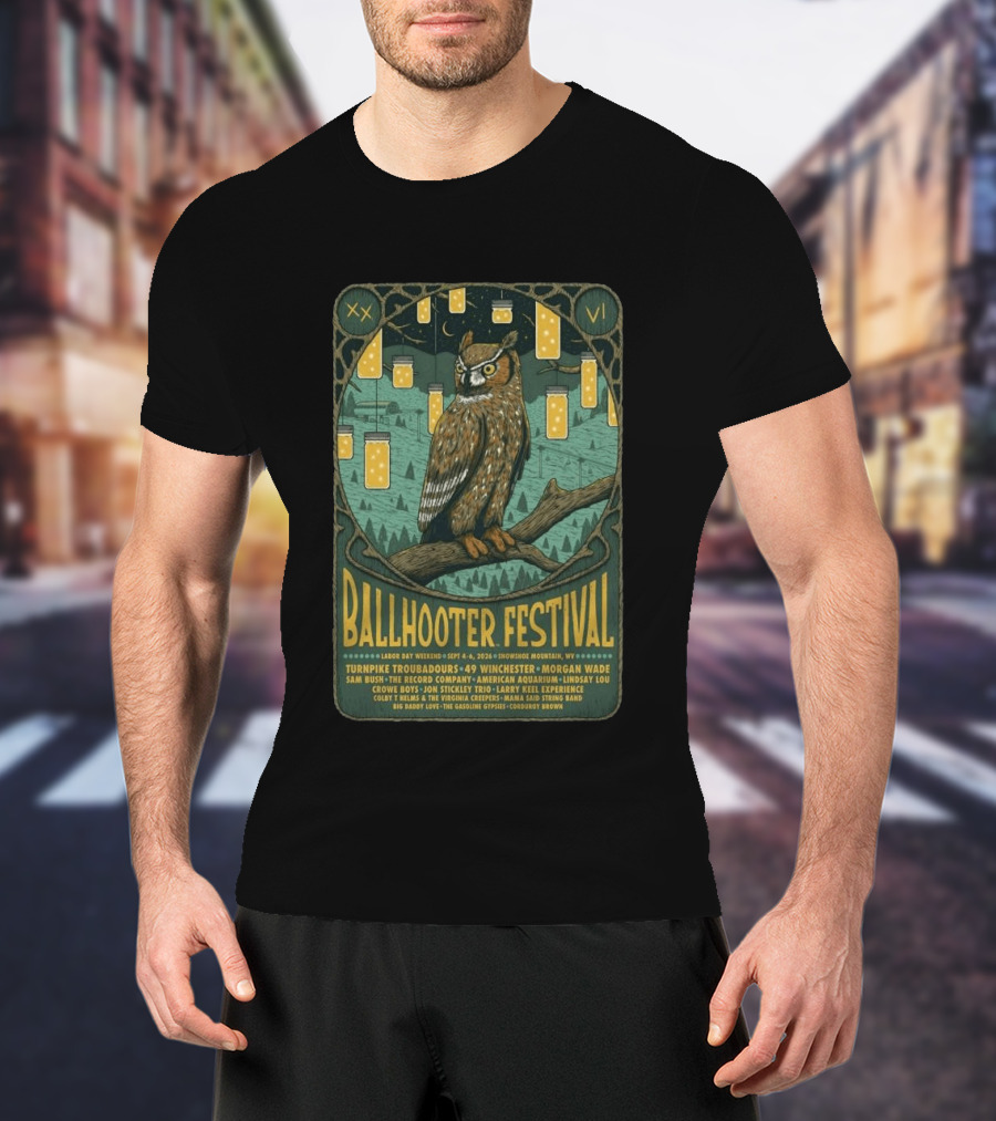 Ballhooter Festival Snowshoe Mountain 2026 Owl Lanterns Turnpike Troubadours Morgan Wade Labor Day Weekend T-Shirt
