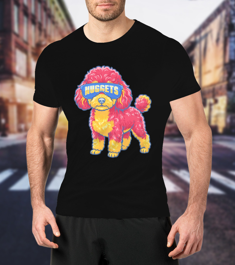 Denver Nuggets Teacup Poodle Wearing Oversized Glasses T-Shirt