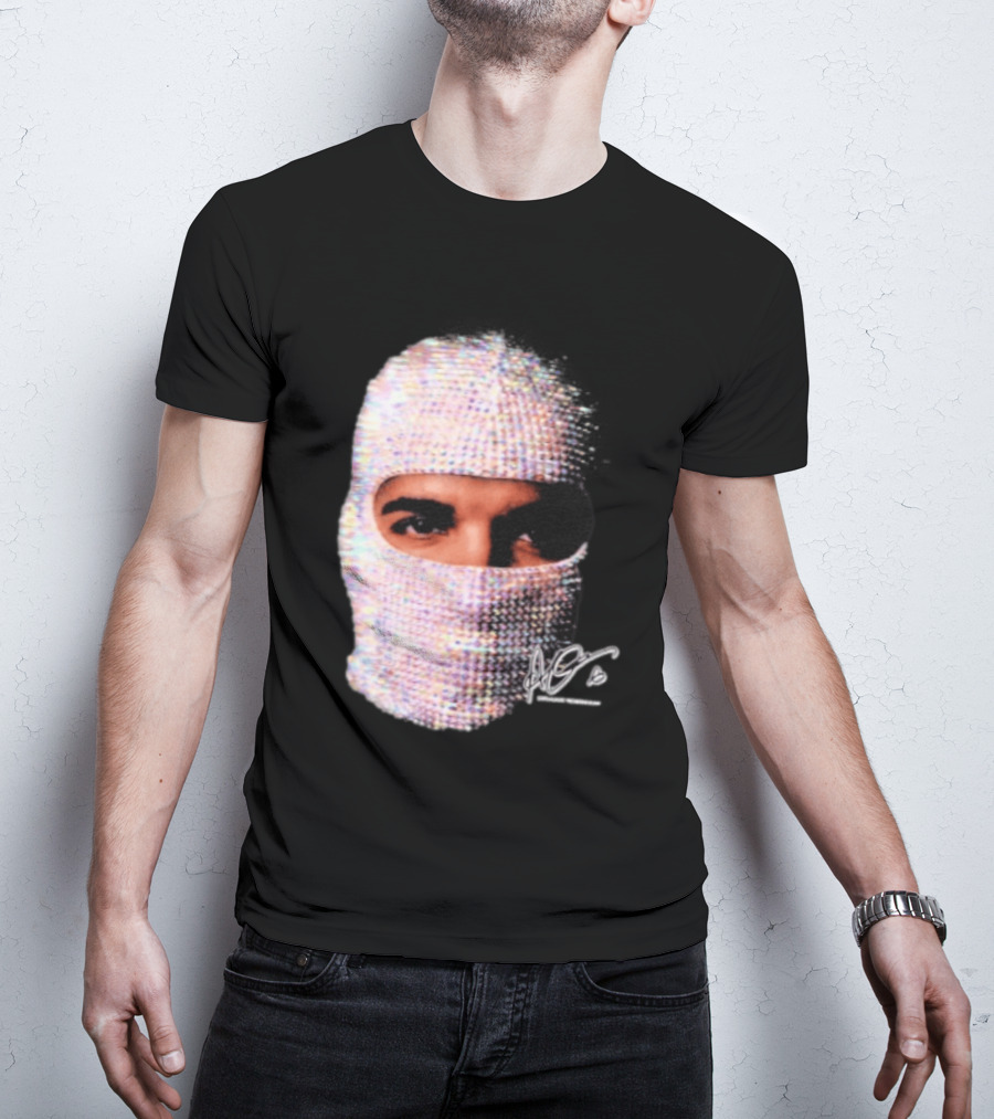 Drake Iceman Mask Jewel Encrusted Balaclava T-Shirt