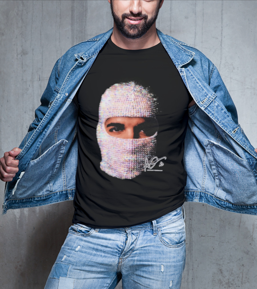 Drake Iceman Mask Jewel Encrusted Balaclava T-Shirt