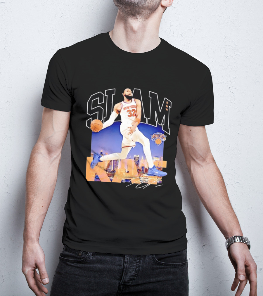 Karl Anthony Towns New York Knicks Slam Kat NBA Basketball 32 Jersey T-Shirt