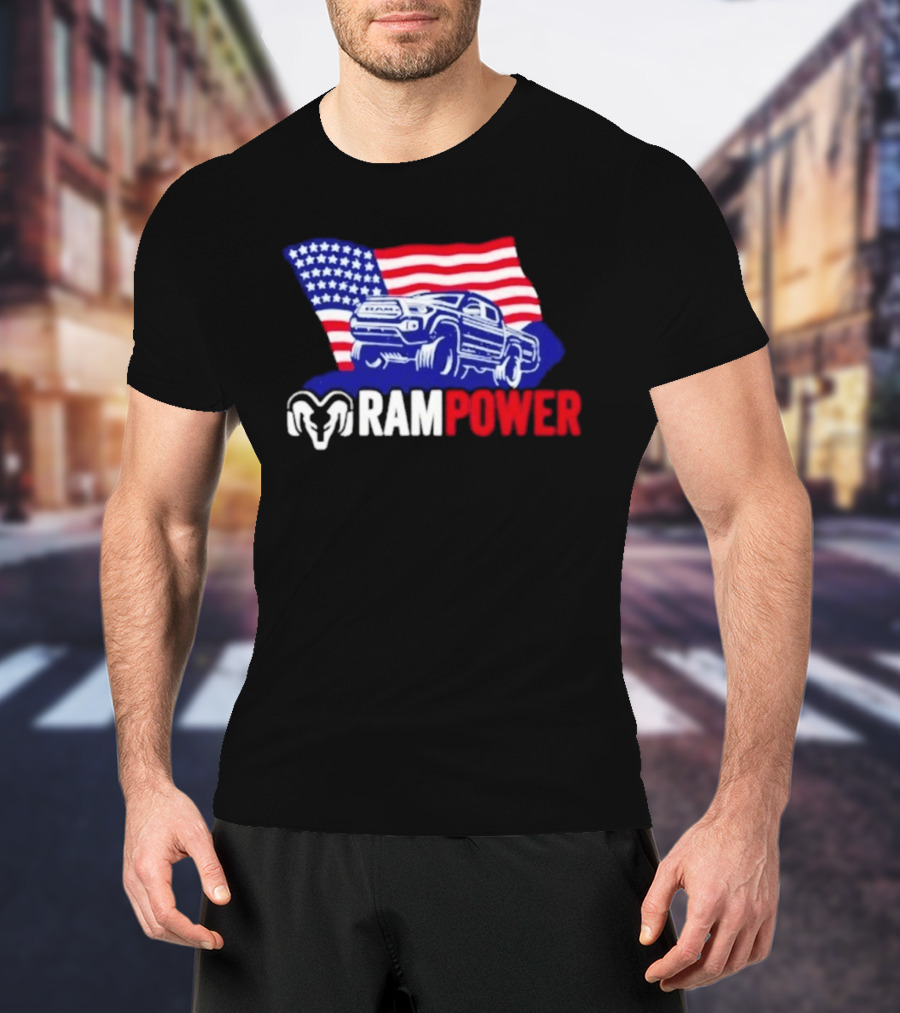 Ram Power Truck American Flag 2026 Patriotic T-Shirt