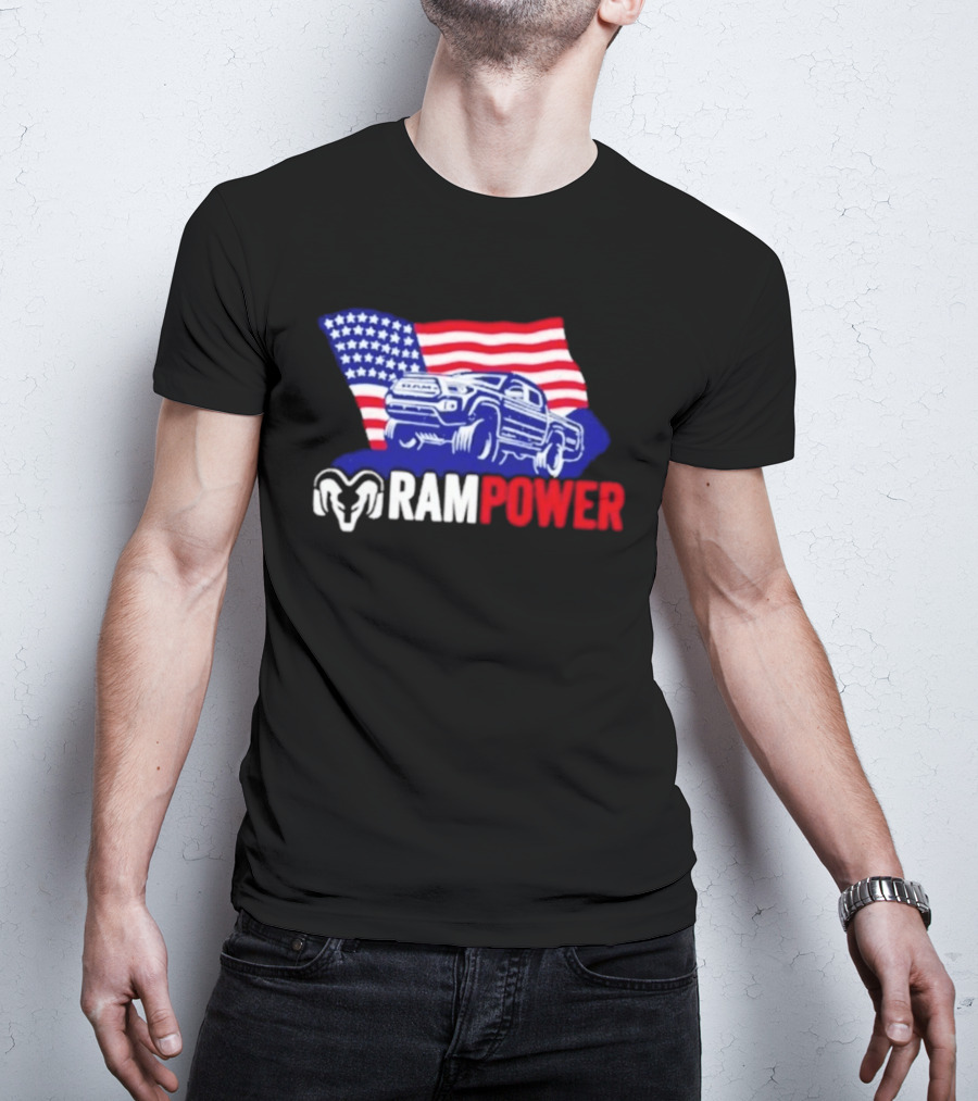 Ram Power Truck American Flag 2026 Patriotic T-Shirt