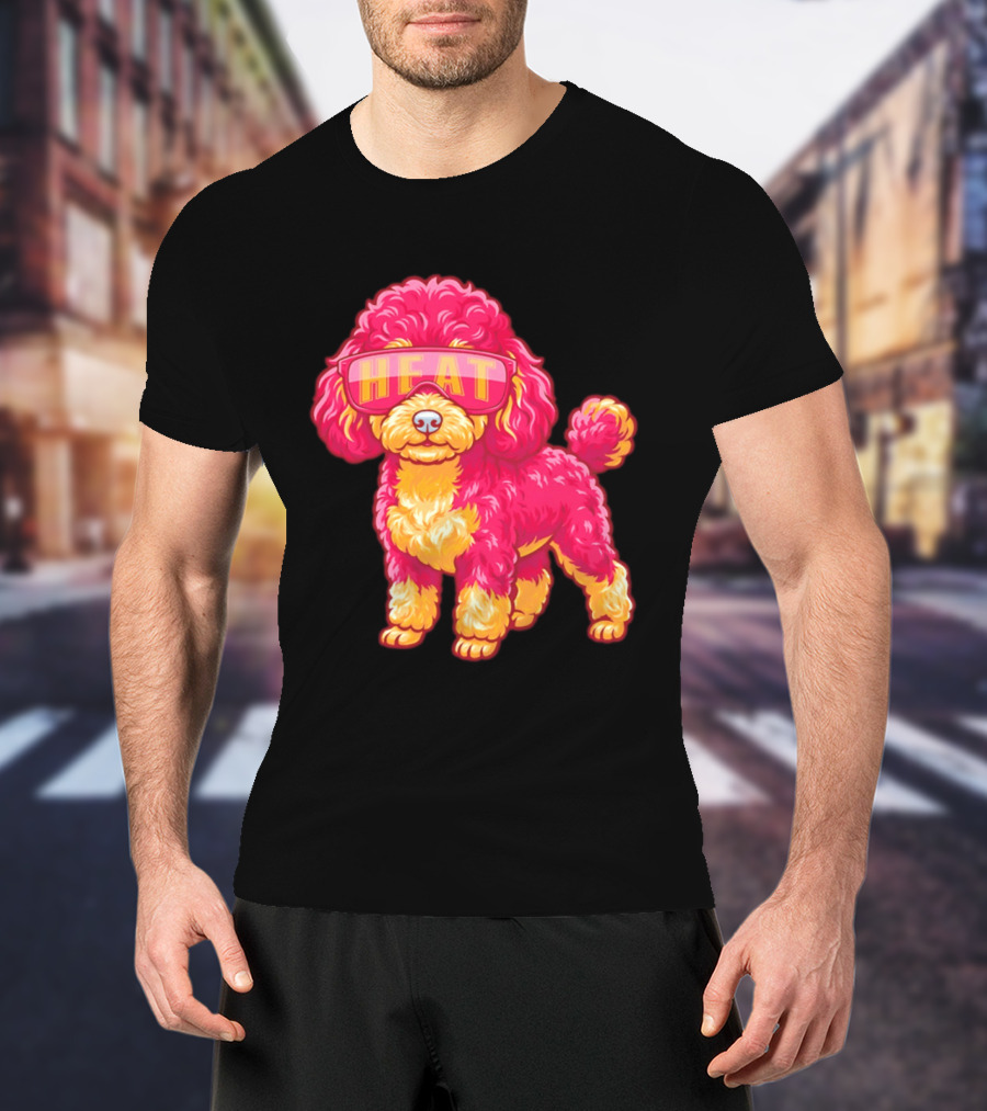 Miami Heat Teacup Poodle Cartoon HEAT Glasses T-Shirt