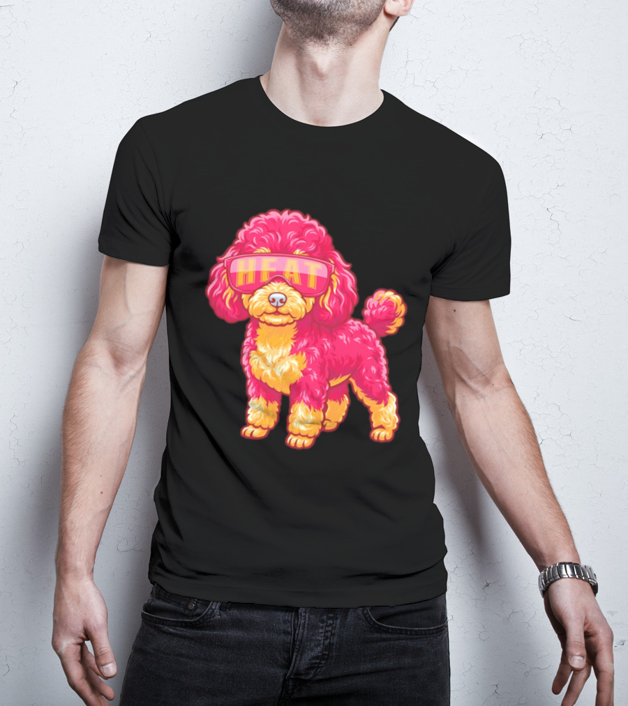 Miami Heat Teacup Poodle Cartoon HEAT Glasses T-Shirt