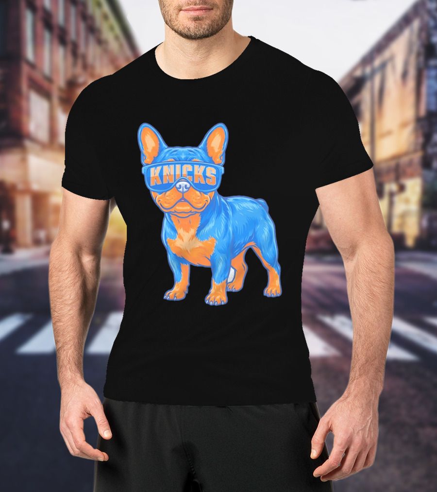 New York Knicks Bulldog Wearing Sunglasses T-Shirt