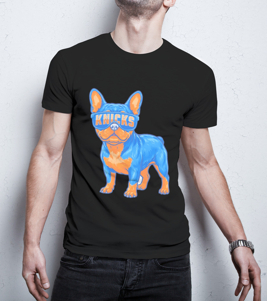 New York Knicks Bulldog Wearing Sunglasses T-Shirt
