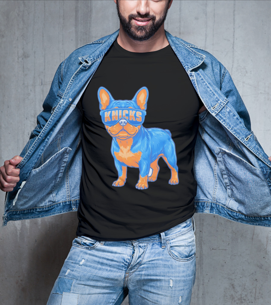 New York Knicks Bulldog Wearing Sunglasses T-Shirt