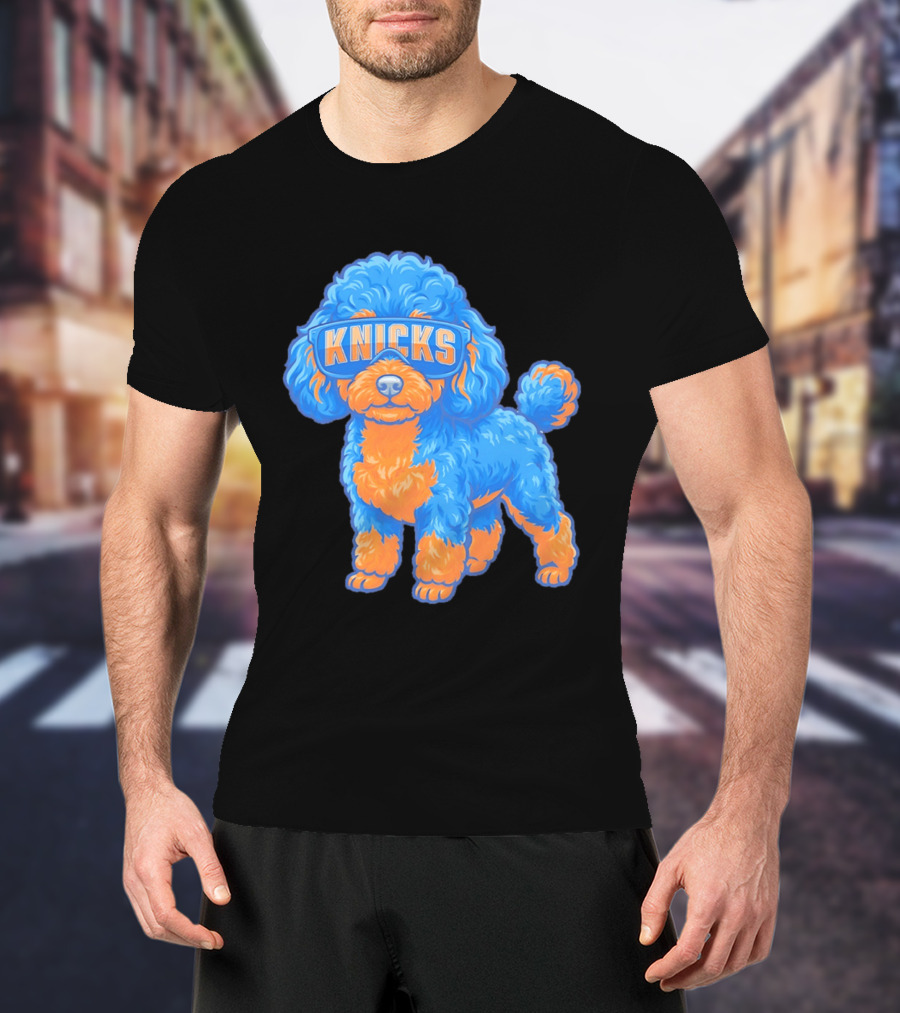 New York Knicks Teacup Poodle Cartoon Glasses T-Shirt