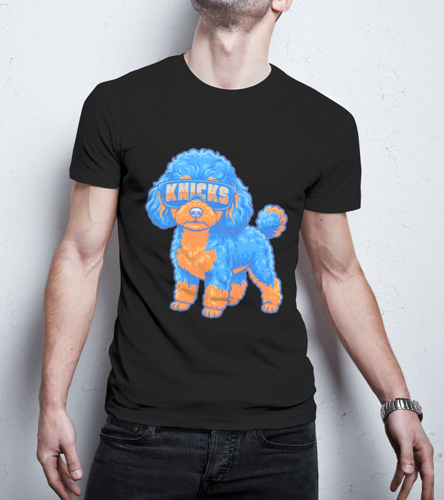 New York Knicks Teacup Poodle Cartoon Glasses T-Shirt