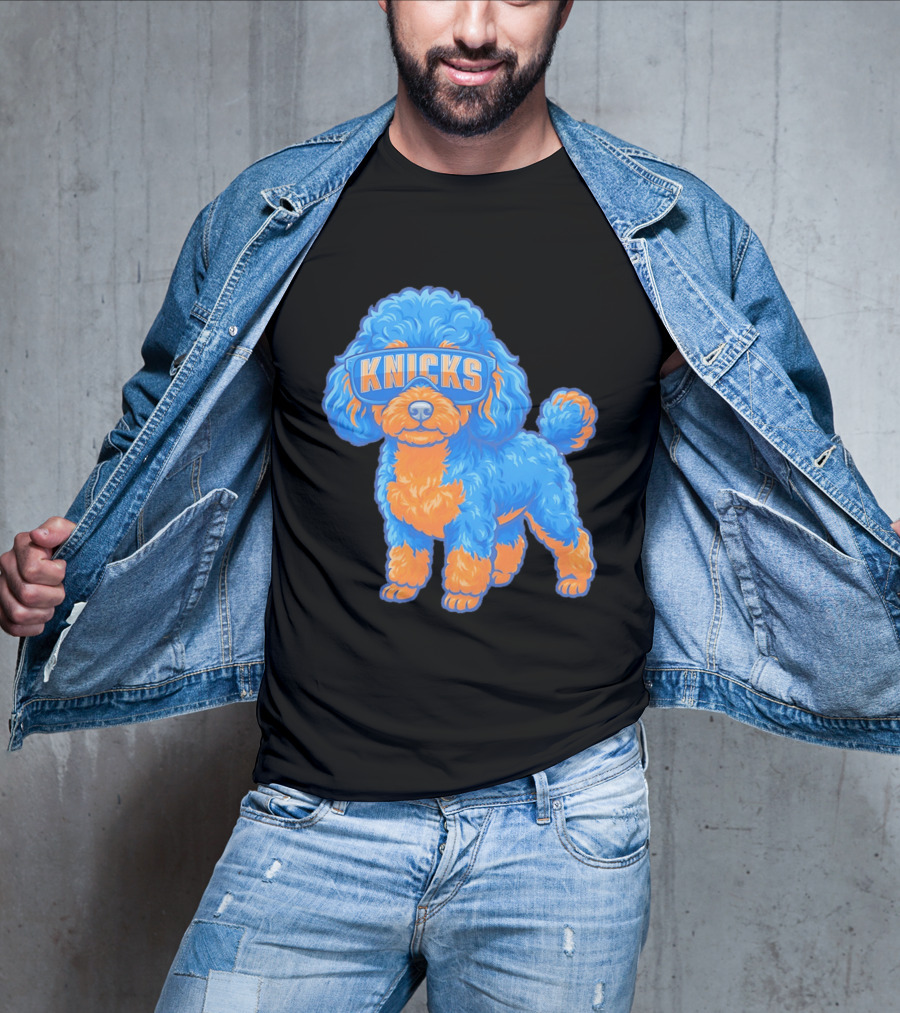 New York Knicks Teacup Poodle Cartoon Glasses T-Shirt