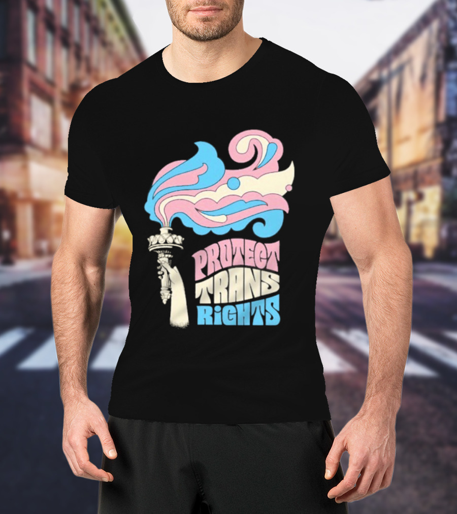 Protect Trans Rights Torch Symbol Bold Pride T-Shirt