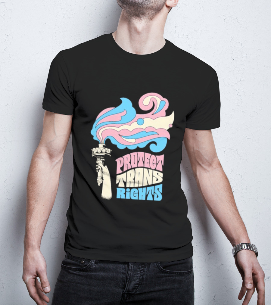 Protect Trans Rights Torch Symbol Bold Pride T-Shirt