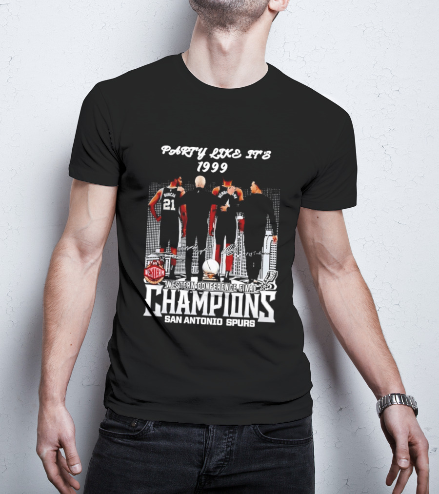 Party Like It's 1999 San Antonio Spurs Champions Tim Duncan Gregg Popovich Victor Wembanyama T-Shirt