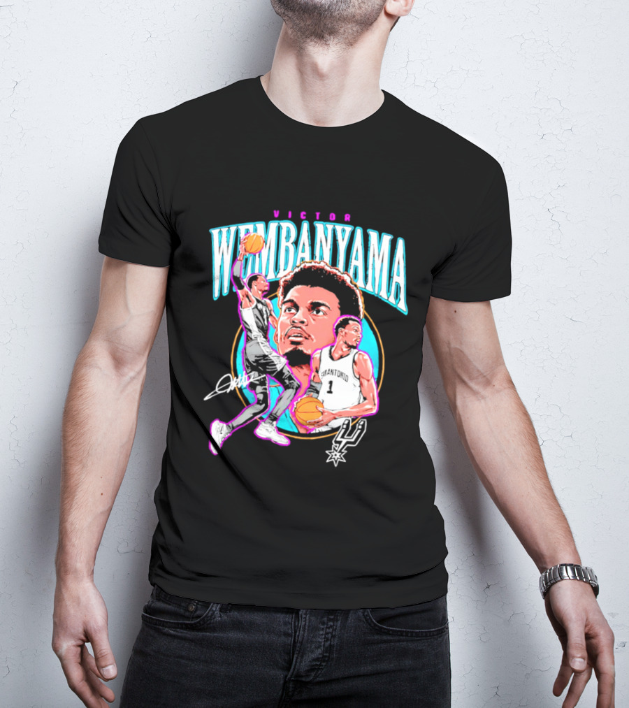 Victor Wembanyama San Antonio Spurs Basketball Player NBA Signature T-Shirt