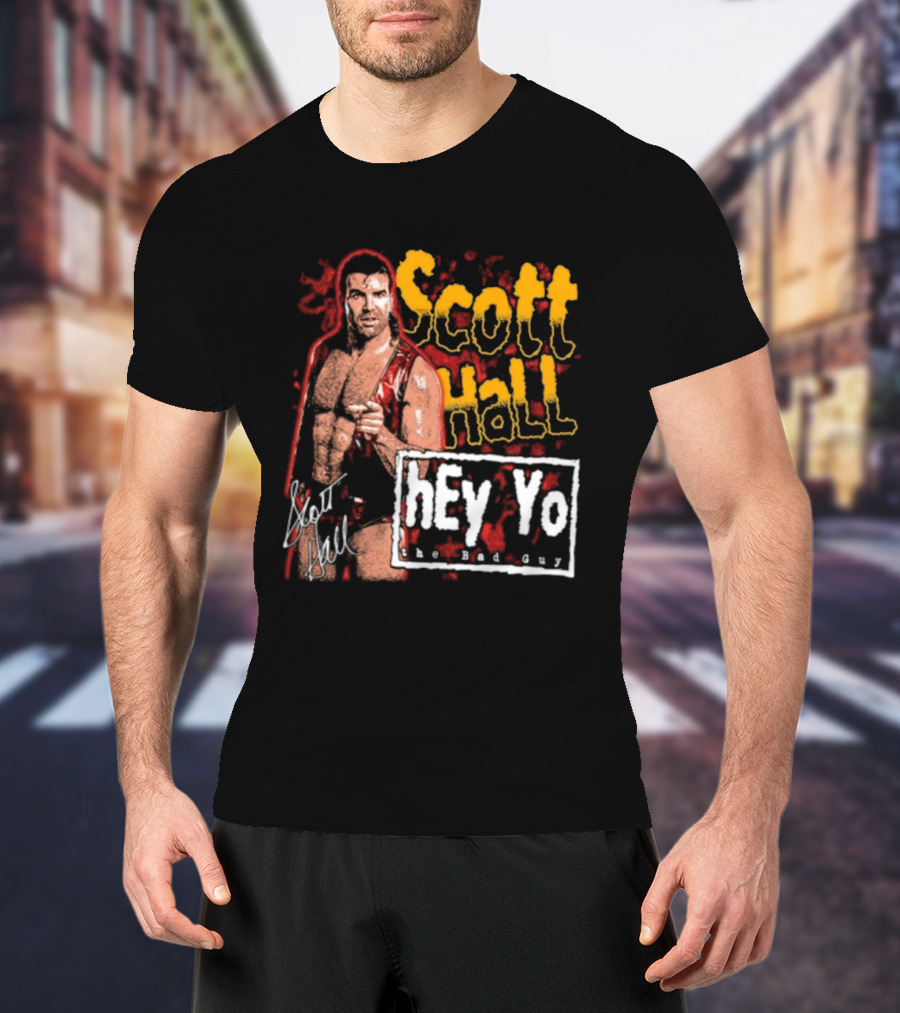 Scott Hall Hey Yo The Bad Guy Wrestling Legend WCW T-Shirt