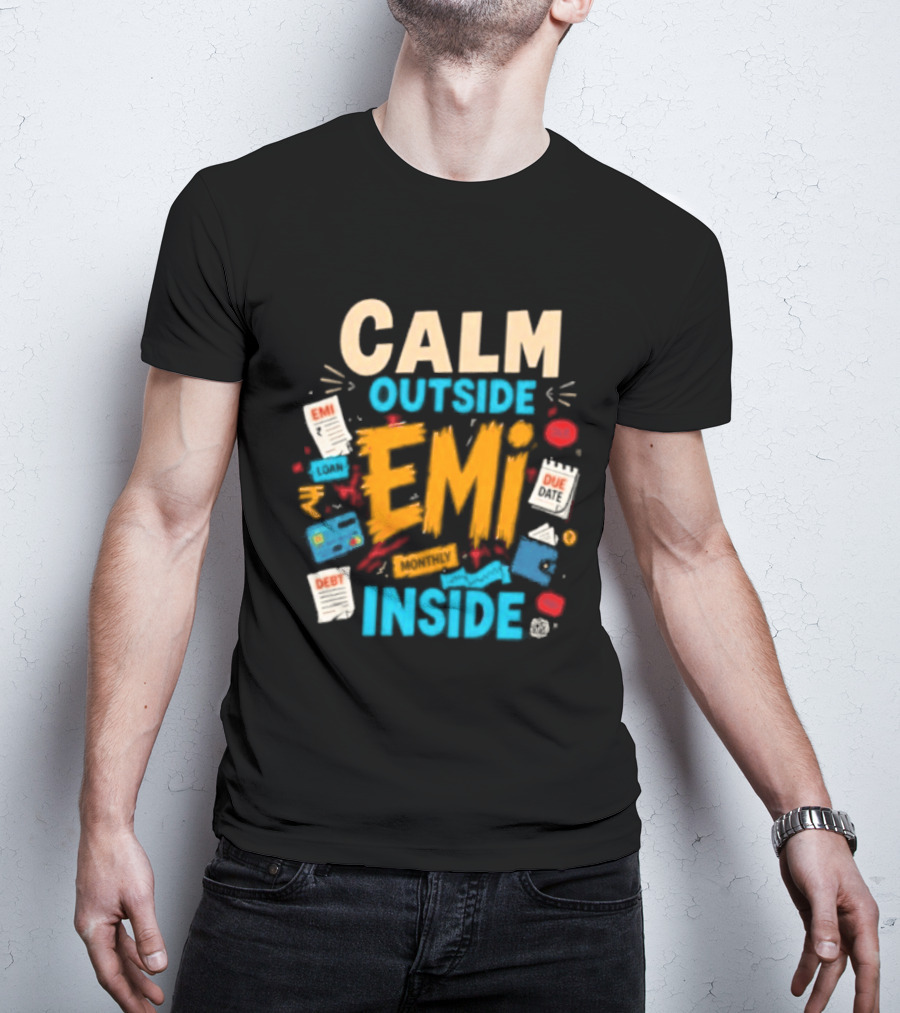 Calm Outside Anxiety Surrounding EMI Monthly Payments Inside T-Shirt